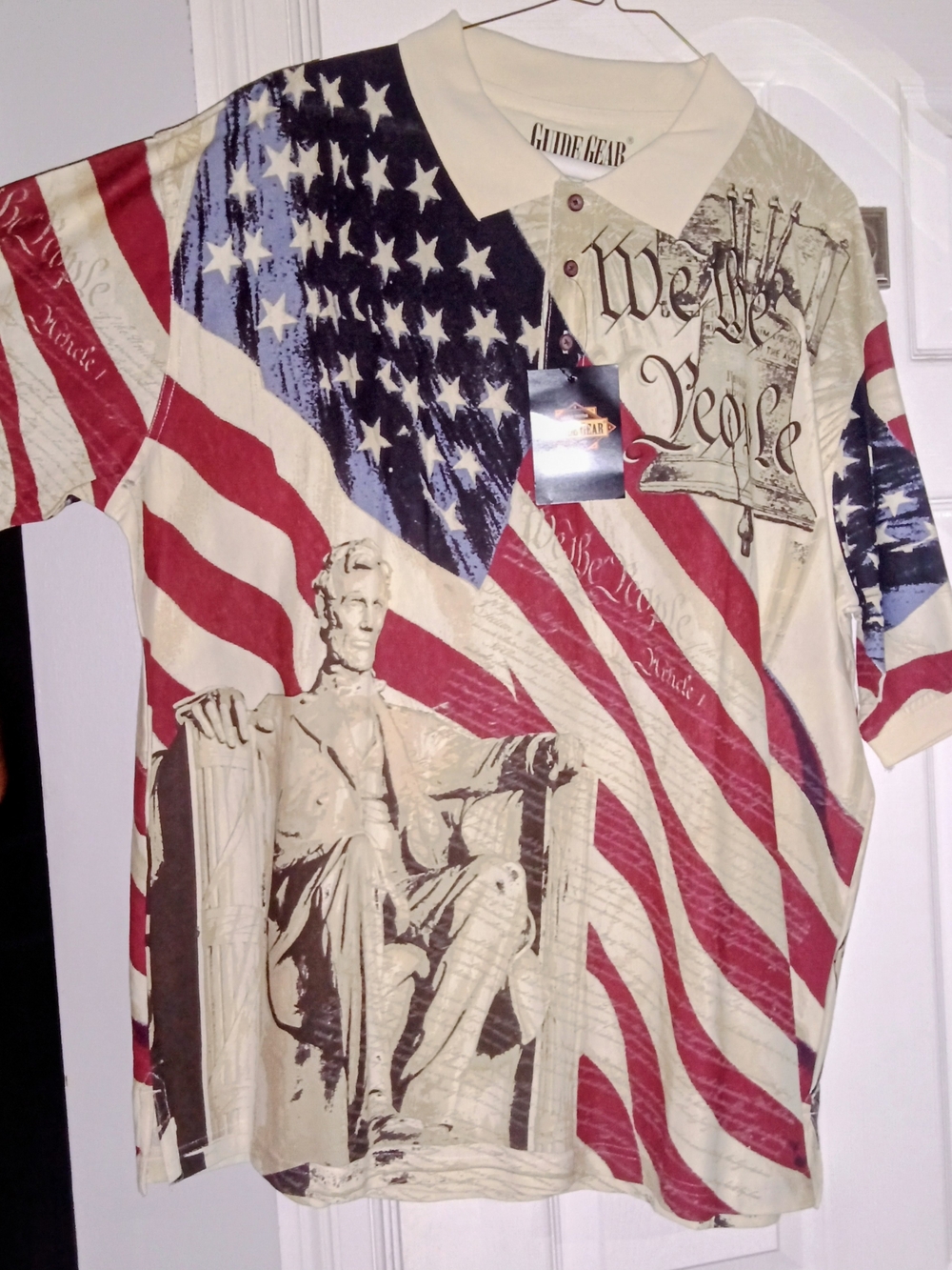 Patriotic Flag Print Polo Shirt - Red, White & Blue